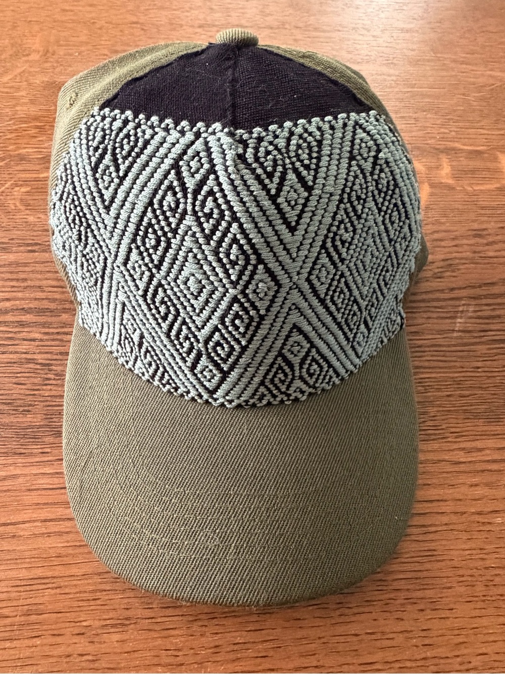 Hand-Embroidered Olive Green Baseball Cap - Picture 2 of 9